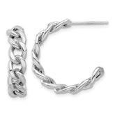 Sterling Silver Rhodium-plated Curb Link C-Hoop Earrings