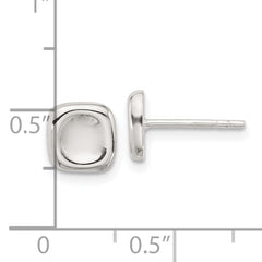 Sterling Silver Polished Wavy Puff Square Post Earrings