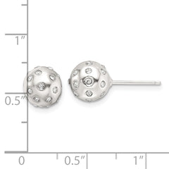 Sterling Silver Polished CZ 8.5mm Ball Stud Earrings