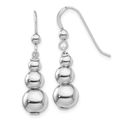 Sterling Silver Rhodium-plated Graduated Beads Dangle Earrings