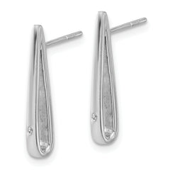 Sterling Silver Rhodium-plated Polished CZ Teardrop Post Earrings