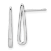 Sterling Silver Rhodium-plated Polished CZ Teardrop Post Earrings