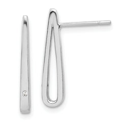 Sterling Silver Rhodium-plated Polished CZ Teardrop Post Earrings