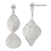 Sterling Silver RH-pltd Brushed Diamond-cut Twisted Post Dangle Earrings