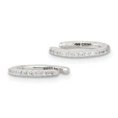 Sterling Silver E-Coating Polished CZ Pair of 2 Cuff Earrings