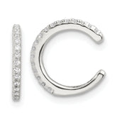 Sterling Silver E-Coating Polished CZ Pair of 2 Cuff Earrings