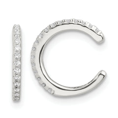 Sterling Silver E-Coating Polished CZ Pair of 2 Cuff Earrings