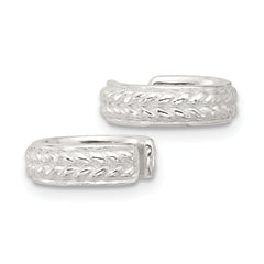 Sterling Silver E-Coating Polished and Textured Pair of 2 Cuff Earrings