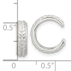 Sterling Silver E-Coating Polished and Textured Pair of 2 Cuff Earrings