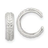 Sterling Silver E-Coating Polished and Textured Pair of 2 Cuff Earrings
