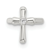 Sterling Silver E-coated Polished CZ Cross Single Cuff Earring