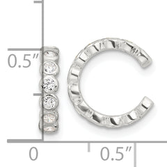 Sterling Silver E-Coating Polished CZ Bezel Pair of 2 Cuff Earrings