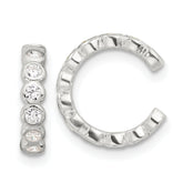 Sterling Silver E-Coating Polished CZ Bezel Pair of 2 Cuff Earrings