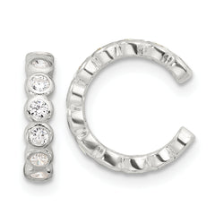 Sterling Silver E-Coating Polished CZ Bezel Pair of 2 Cuff Earrings