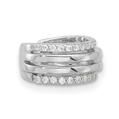 Sterling Silver Rhodium-plated Polished 4 Row CZ Single Cuff Earring