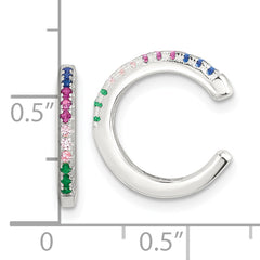 Sterling Silver E-Coating Polished Multicolor CZ Pair of 2 Cuff Earrings