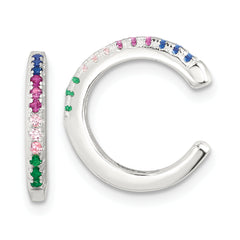 Sterling Silver E-Coating Polished Multicolor CZ Pair of 2 Cuff Earrings