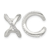 Sterling Silver E-Coating Polished CZ 'X' Pair of 2 Cuff Earrings
