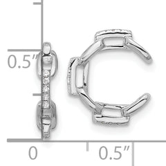 Sterling Silver Rhod-plated CZ Chain Link Design Pair of 2 Cuff Earrings