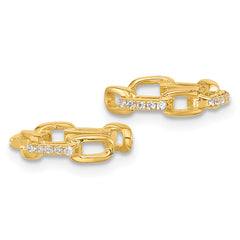 Sterling Silver Gold-tone CZ Chain Link Design Pair of 2 Cuff Earrings