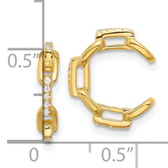 Sterling Silver Gold-tone CZ Chain Link Design Pair of 2 Cuff Earrings