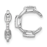 Sterling Silver Rhod-plated CZ Chain Link Design Pair of 2 Cuff Earrings