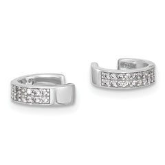 Sterling Silver Rhod-plated Polished Two Row CZ Pair of 2 Cuff Earrings