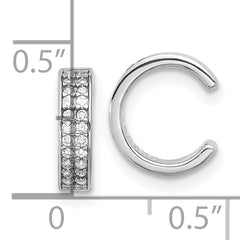 Sterling Silver Rhod-plated Polished Two Row CZ Pair of 2 Cuff Earrings