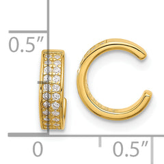 Sterling Silver Gold-tone Polished Two Row CZ Pair of 2 Cuff Earrings