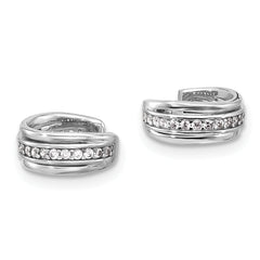Sterling Silver Rhodium-plated Polished CZ Pair of 2 Cuff Earrings