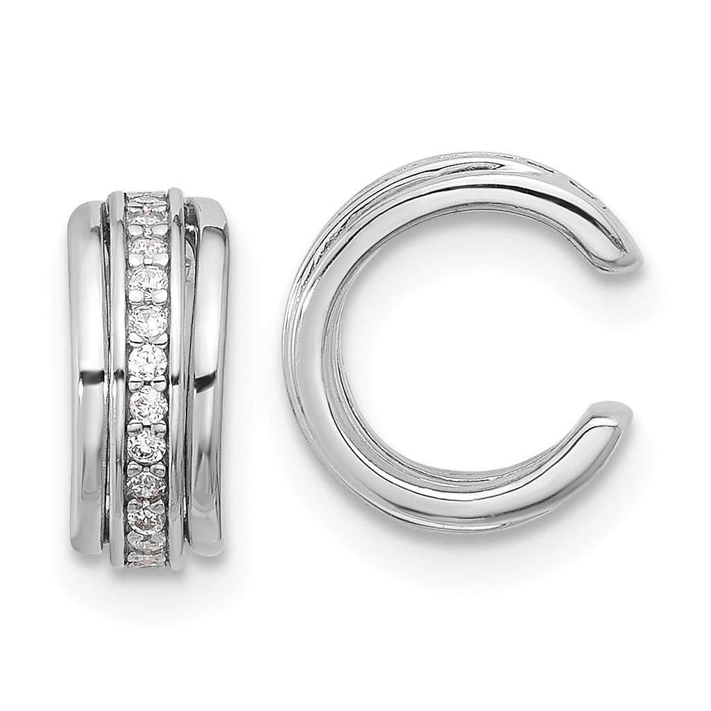 Sterling Silver Rhodium-plated Polished CZ Pair of 2 Cuff Earrings
