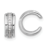 Sterling Silver Rhodium-plated Polished CZ Pair of 2 Cuff Earrings