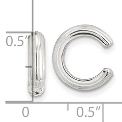 Sterling Silver E-Coating Polished & Striped Pair of 2 Cuff Earrings