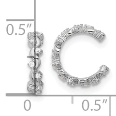 Sterling Silver Rhodium-plated Polished CZ Pair of 2 Cuff Earrings