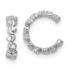 Sterling Silver Rhodium-plated Polished CZ Pair of 2 Cuff Earrings