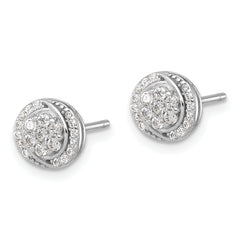 Sterling Silver Rhodium-plated Polished Cluster Pav‚ CZ Post Earrings