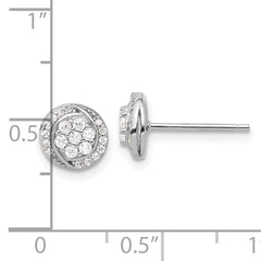 Sterling Silver Rhodium-plated Polished Cluster Pav‚ CZ Post Earrings