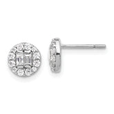 Sterling Silver Rhodium-plated Polished CZ Halo Cluster Post Earrings