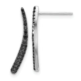 Sterling Silver Rhodium-plated Polished Black CZ Post Dangle Earrings