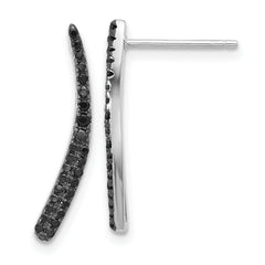 Sterling Silver Rhodium-plated Polished Black CZ Post Dangle Earrings