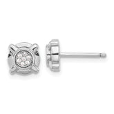 Sterling Silver Rhodium-plated Polished CZ Circle Post Earrings