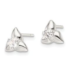 Sterling Silver Polished Triangular CZ Post Earrings