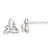 Sterling Silver Polished Triangular CZ Post Earrings