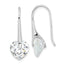 Sterling Silver Rhod-plated Polished Heart CZ Threader Hook Earrings
