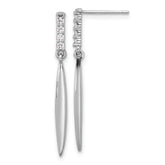 Sterling Silver Rhodium-plated Polished CZ Post Dangle Earrings