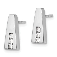 Sterling Silver Rhodium-plated Polished CZ Post Earrings