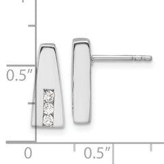 Sterling Silver Rhodium-plated Polished CZ Post Earrings