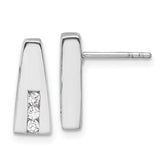 Sterling Silver Rhodium-plated Polished CZ Post Earrings