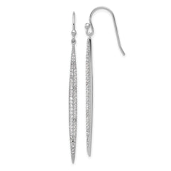 Sterling Silver Rhodium-plated Polished CZ Point Dangle Earrings