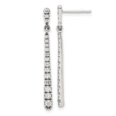 Sterling Silver Polished & Antiqued Graduated CZ Post Dangle Earrings